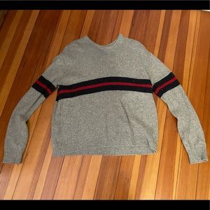 One size, brandy Melville sweater gray with navy and red stripe